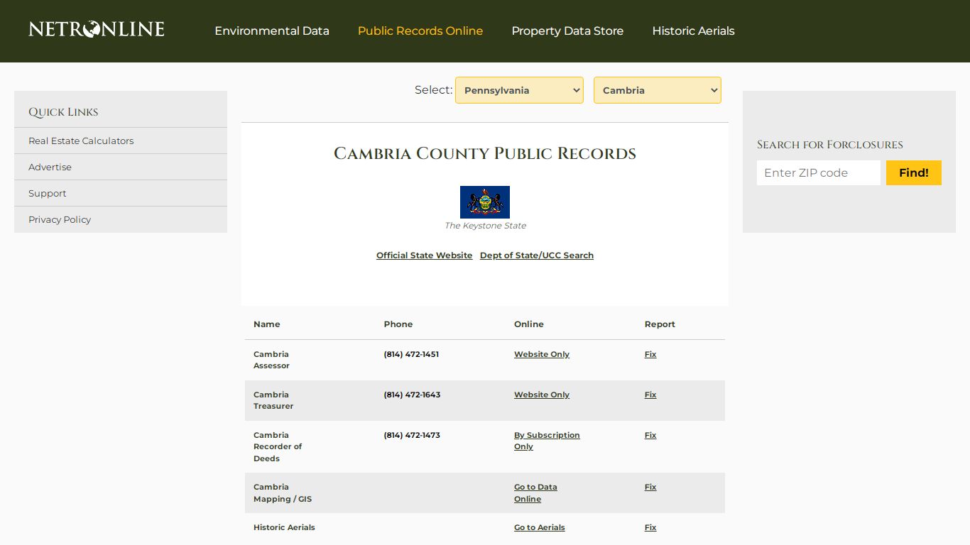 Cambria County Public Records - NETROnline.com